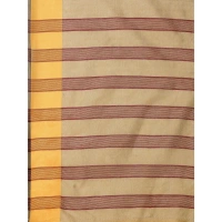 Women's Cotton Silk Striped Saree With Unstitched Blouse 5.5Mtr (Cream) - Cream