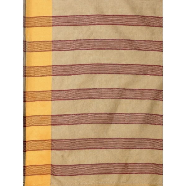 Women's Cotton Silk Striped Saree With Unstitched Blouse 5.5Mtr (Cream) - Cream