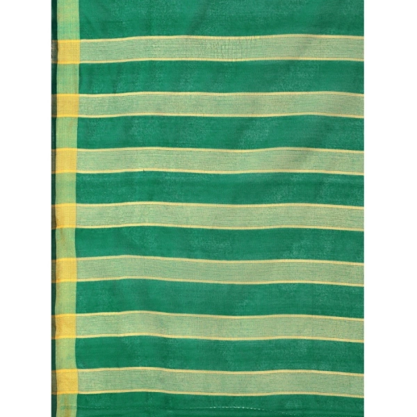 Women's Cotton Silk Striped Saree With Unstitched Blouse 5.5Mtr (Light Green) - Light Green