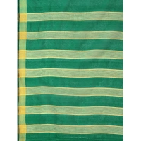 Women's Cotton Silk Striped Saree With Unstitched Blouse 5.5Mtr (Light Green) - Light Green
