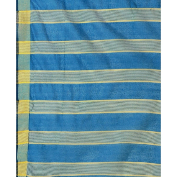Women's Cotton Silk Striped Saree With Unstitched Blouse 5.5Mtr (Light Blue) - Light Blue