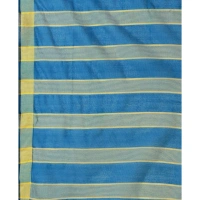 Women's Cotton Silk Striped Saree With Unstitched Blouse 5.5Mtr (Light Blue) - Light Blue