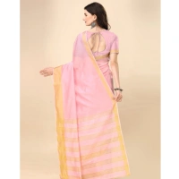 Women's Cotton Silk Striped Saree With Unstitched Blouse 5.5Mtr (Multicolor) - Multicolor