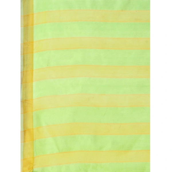 Women's Cotton Silk Striped Saree With Unstitched Blouse 5.5Mtr (Green) - Green