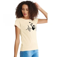 Shopnav Women's Cotton Western Wear T Shirt (Cream) - L