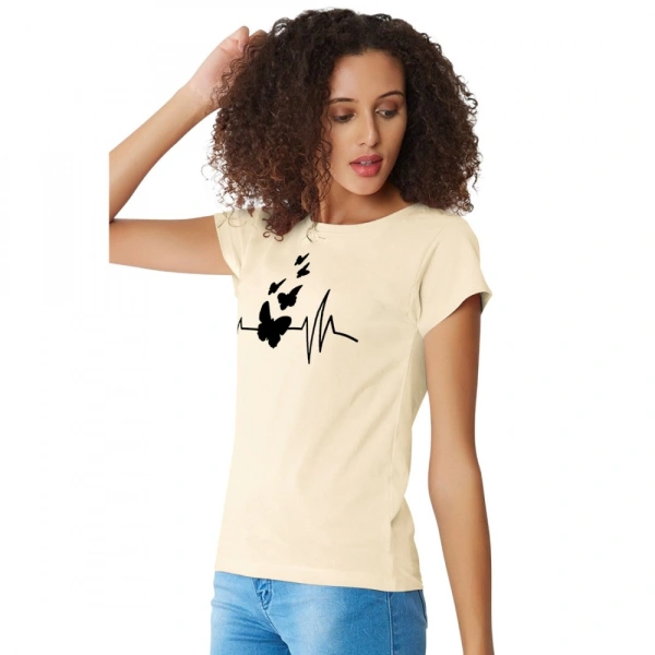 Shopnav Women's Cotton Western Wear T Shirt (Cream) - L