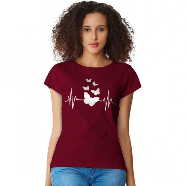 Shopnav Women's Cotton Western Wear T Shirt (Maroon) - S