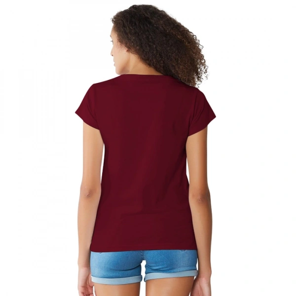 Shopnav Women's Cotton Western Wear T Shirt (Maroon) - S