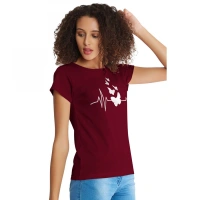 Shopnav Women's Cotton Western Wear T Shirt (Maroon) - S