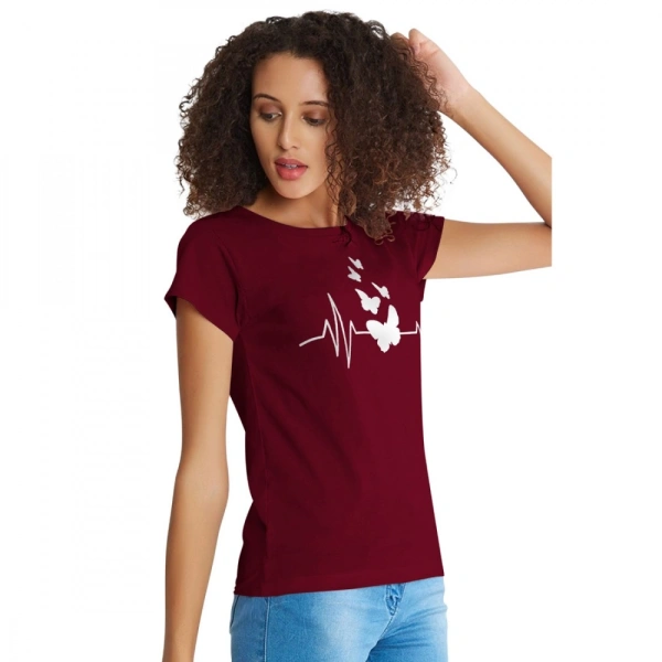 Shopnav Women's Cotton Western Wear T Shirt (Maroon) - S