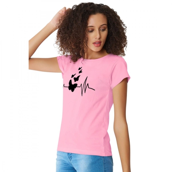 Shopnav Women's Cotton Western Wear T Shirt (Pink) - M