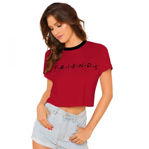 Shopnav Women's Cotton Western Wear T Shirt (Red) - XL
