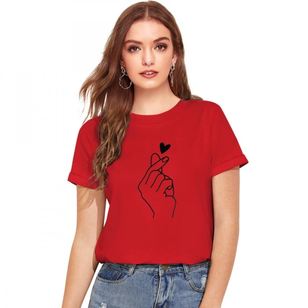 Shopnav Women's Cotton Western Wear T Shirt (Red) - S