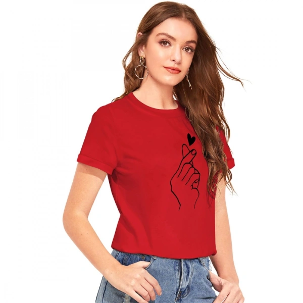 Shopnav Women's Cotton Western Wear T Shirt (Red) - S