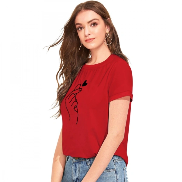 Shopnav Women's Cotton Western Wear T Shirt (Red) - S