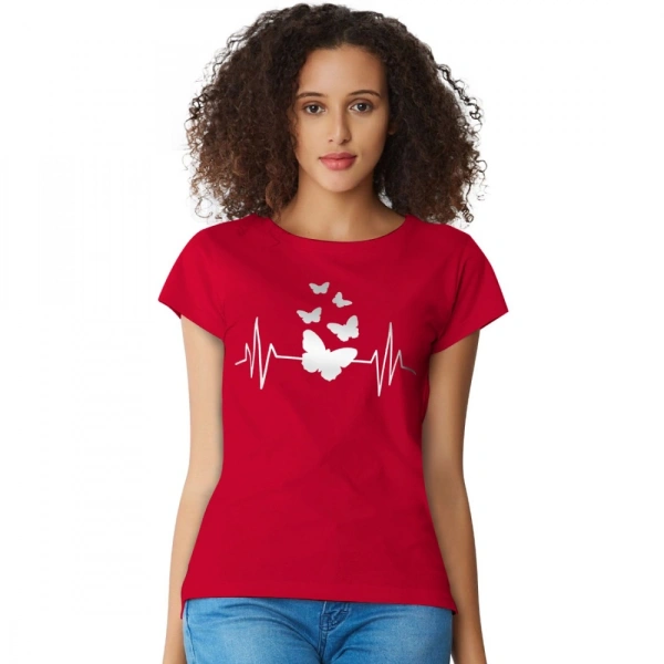 Shopnav Women's Cotton Western Wear T Shirt (Red) - S
