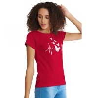 Shopnav Women's Cotton Western Wear T Shirt (Red) - S