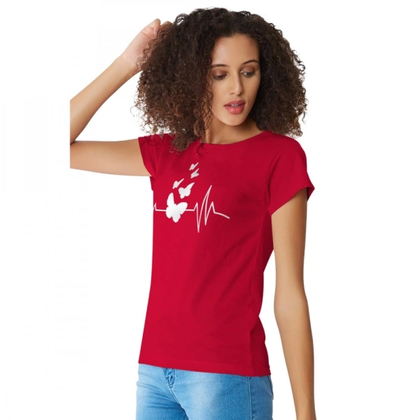 Shopnav Women's Cotton Western Wear T Shirt (Red) - S