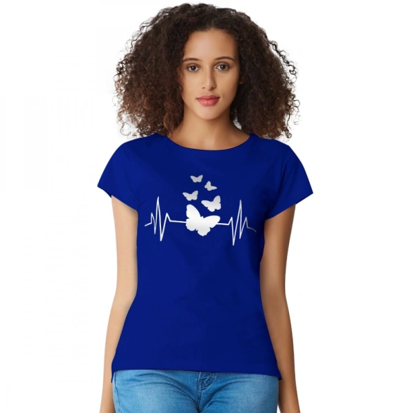 Shopnav Women's Cotton Western Wear T Shirt (Royal Blue) - S