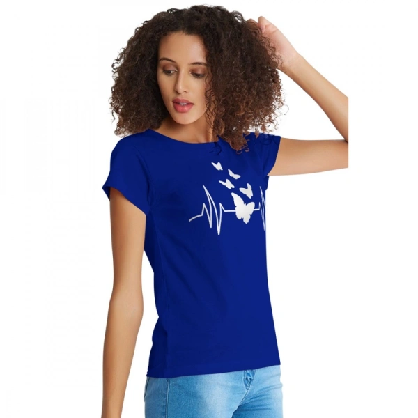 Shopnav Women's Cotton Western Wear T Shirt (Royal Blue) - S