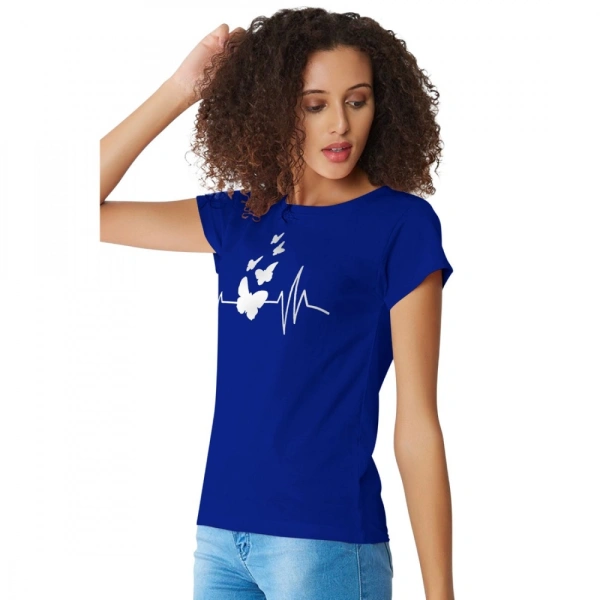 Shopnav Women's Cotton Western Wear T Shirt (Royal Blue) - S