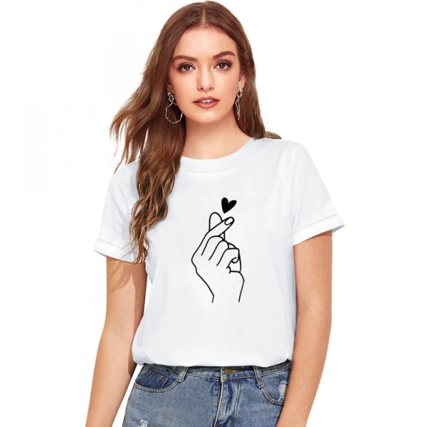 Shopnav Women's Cotton Western Wear T Shirt (White) - M