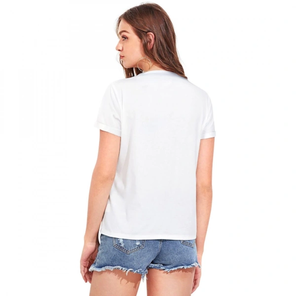 Shopnav Women's Cotton Western Wear T Shirt (White) - M