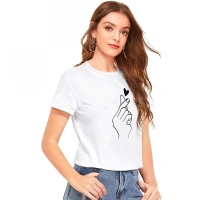 Shopnav Women's Cotton Western Wear T Shirt (White) - M