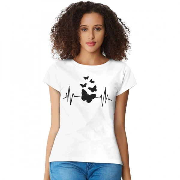 Shopnav Women's Cotton Western Wear T Shirt (White) - S