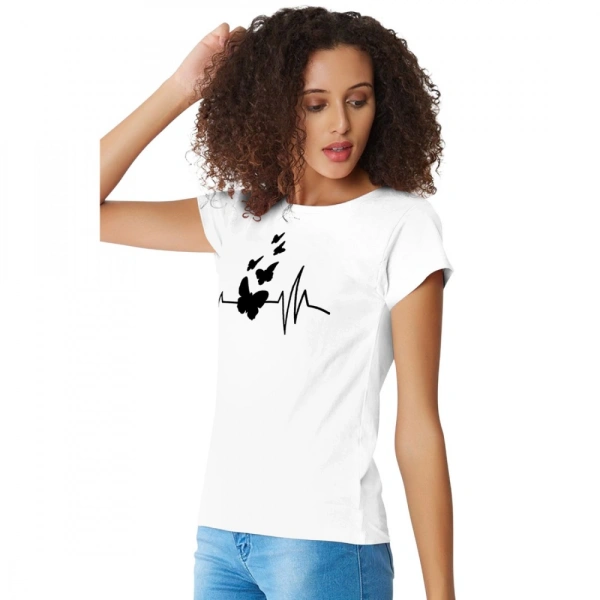 Shopnav Women's Cotton Western Wear T Shirt (White) - S