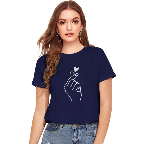 Shopnav Women's Cotton Western Wear T-Shirt (Blue) - L