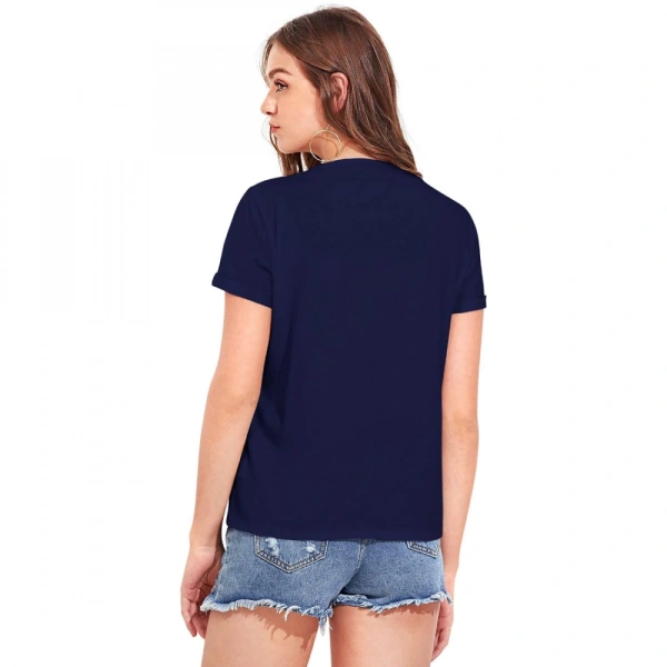 Shopnav Women's Cotton Western Wear T-Shirt (Blue) - L