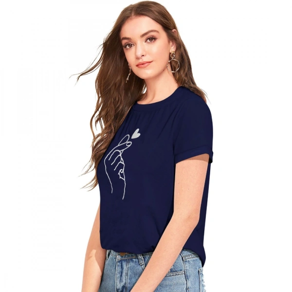 Shopnav Women's Cotton Western Wear T-Shirt (Blue) - L