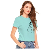 Shopnav Women's Cotton Western Wear T-Shirt (Green) - M