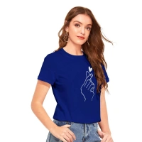 Shopnav Women's Cotton Western Wear T-Shirt (Royal Blue) - XL