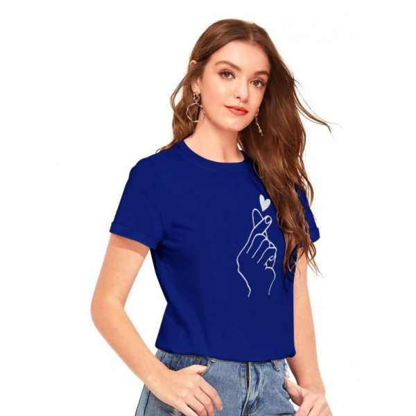 Shopnav Women's Cotton Western Wear T-Shirt (Royal Blue) - XL