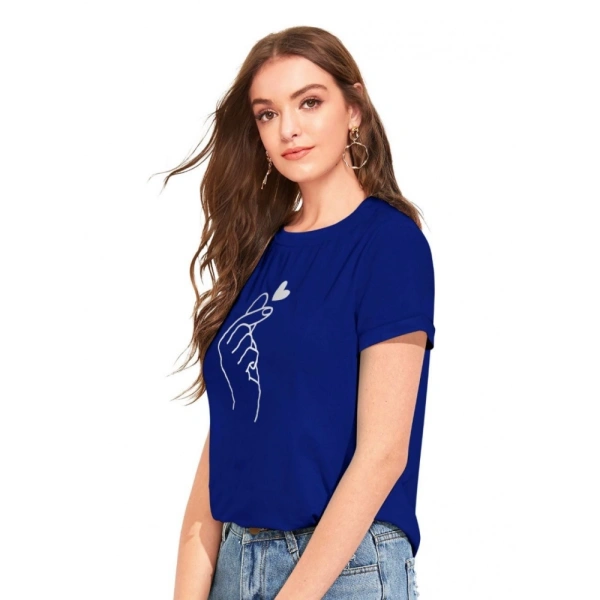 Shopnav Women's Cotton Western Wear T-Shirt (Royal Blue) - XL