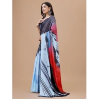 Women's Crepe Digital Print Saree With Unstitched Blouse 5.5Mtr (Light Blue) - Light Blue