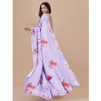 Women's Crepe Digital Print Saree With Unstitched Blouse 5.5Mtr (Multicolor) - Multicolor