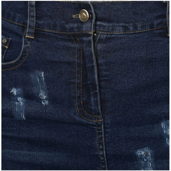 Women's Denim Distressed Buttoned Skirt (Blue) - XL