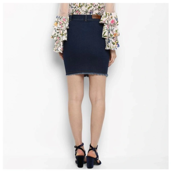 Women's Denim Distressed Buttoned Skirt (Blue) - XL