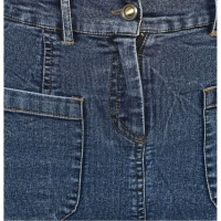 Women's Denim Front Pocket Buttoned Skirt (Blue) - XL