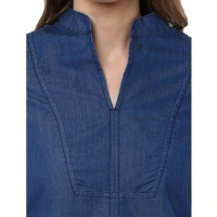 Women's Denim Solid Bell Sleeve Regular Top (Blue Denim) - S