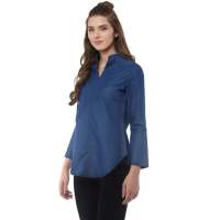 Women's Denim Solid Bell Sleeve Regular Top (Blue Denim) - S