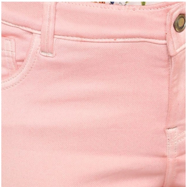 Women's Denim Solid Buttoned Jeans (Pink) - S