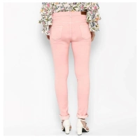 Women's Denim Solid Buttoned Jeans (Pink) - S