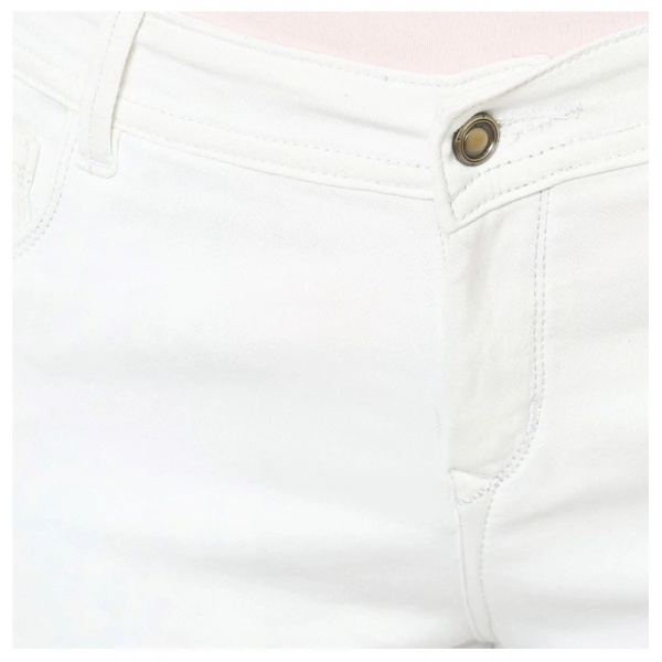 Women's Denim Solid Buttoned Jeans (White) - S