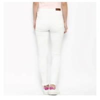 Women's Denim Solid Buttoned Jeans (White) - S