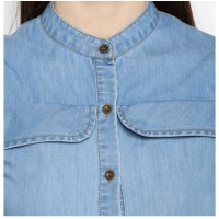 Women's Denim Solid Cold Shoulder Above Knee Dress (Blue) - XL