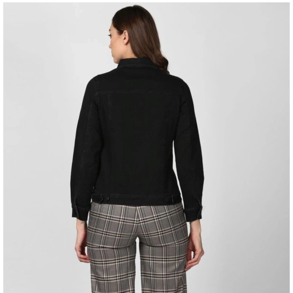 Shopnav Women's Denim Solid Long Sleeve Jacket (Black) - XL